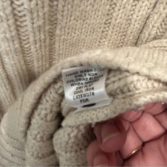 Cabelas Nordic Pullover Sweater Sz XL Tan Wool Blend Heavy Rib Knit Women’s - Picture 6 of 6